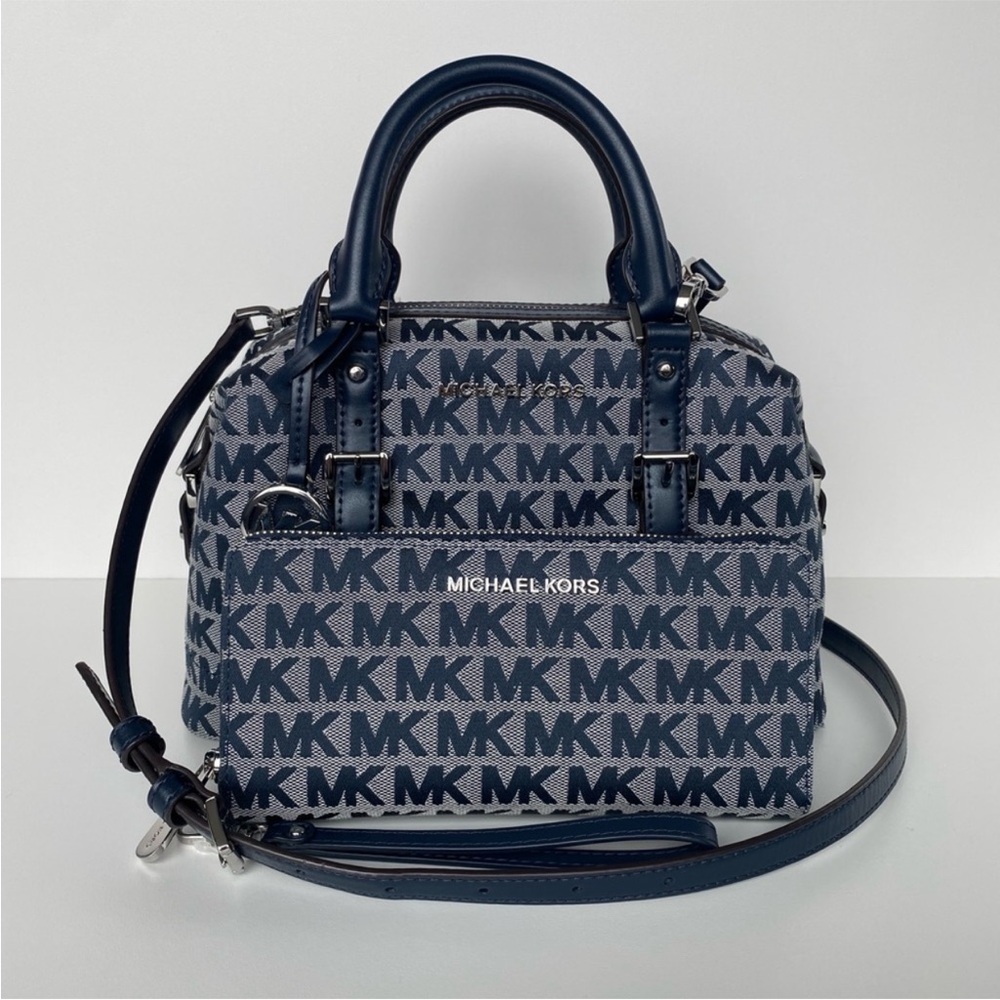 Michael Kors Blue Monogram Bag and Wallet Set